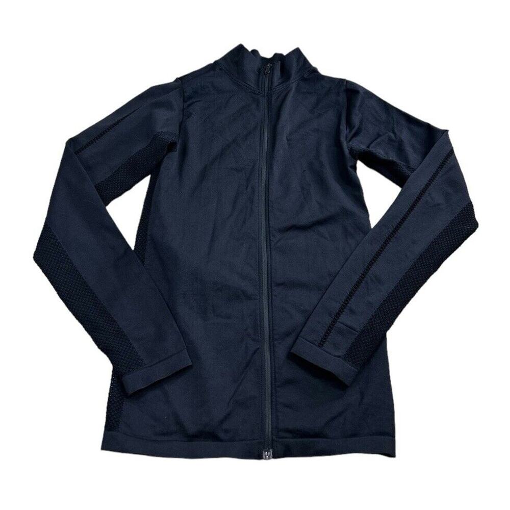 Varley Poinsettia Full Zip Jacket Sz XXS/XS Fitted Black Perforated Mesh - Picture 15 of 15